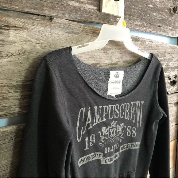 CAMPUS Crew Size Med Grey Wide Scoop Neck Sweatshirt - Picture 2 of 5
